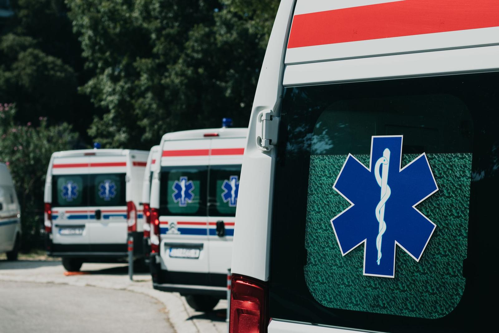 Ambulances parked side by side